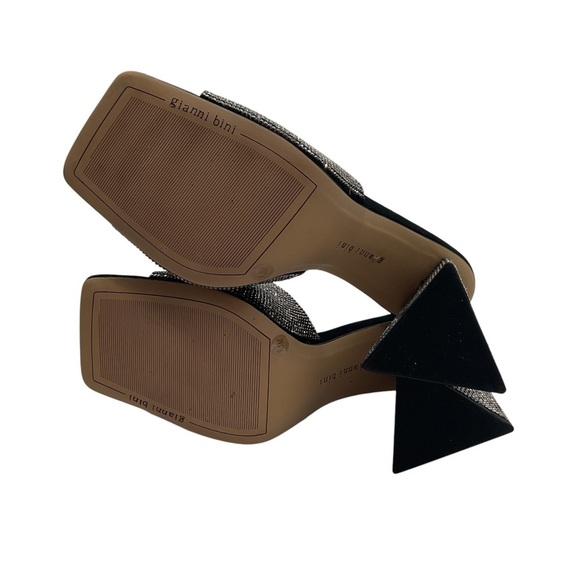 Gianni Bini Rhinestone Square Toe triangle Heel Mules with Wide Strap size 9.5 - Picture 7 of 8